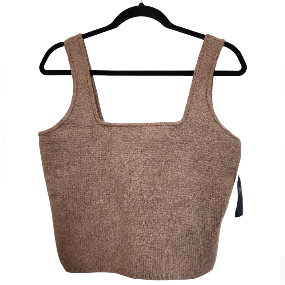 NWT Abercrombie and Fitch Square-neck Knit Tan Tank Top Size Large